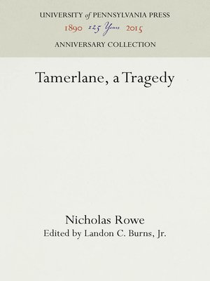 cover image of Tamerlane, a Tragedy